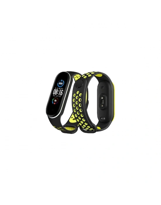 Newface Xiaomi Mi Band 4 Spor Delikli Kordon - Siyah-Yeşil-Beyaz