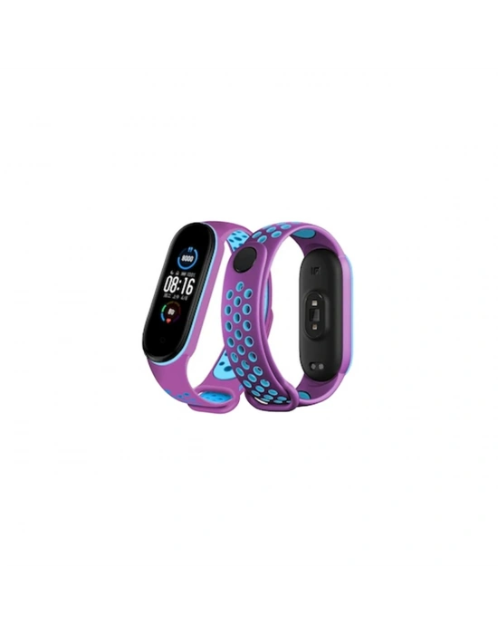 Newface Xiaomi Mi Band 7 Spor Delikli Kordon - Mor-Mavi