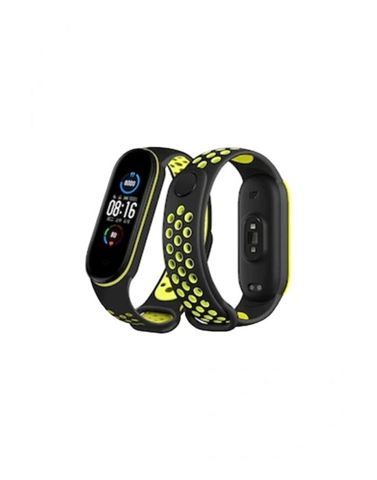 Newface Xiaomi Mi Band 7 Spor Delikli Kordon - Siyah-Yeşil
