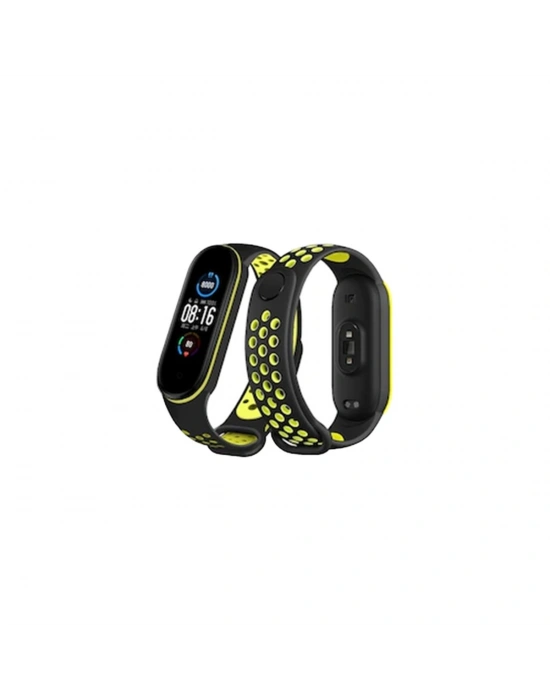Newface Xiaomi Mi Band 7 Spor Delikli Kordon - Siyah-Yeşil