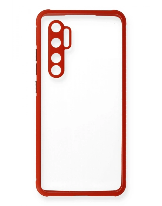 Newface Xiaomi Mi Note 10 Lite Kılıf Miami Şeffaf Silikon - Kırmızı