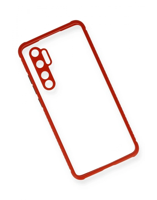 Newface Xiaomi Mi Note 10 Lite Kılıf Miami Şeffaf Silikon - Kırmızı