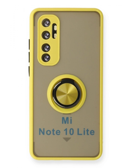 Newface Xiaomi Mi Note 10 Lite Kılıf Montreal Yüzüklü Silikon Kapak - Sarı
