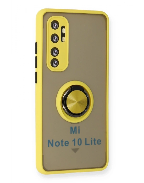 Newface Xiaomi Mi Note 10 Lite Kılıf Montreal Yüzüklü Silikon Kapak - Sarı