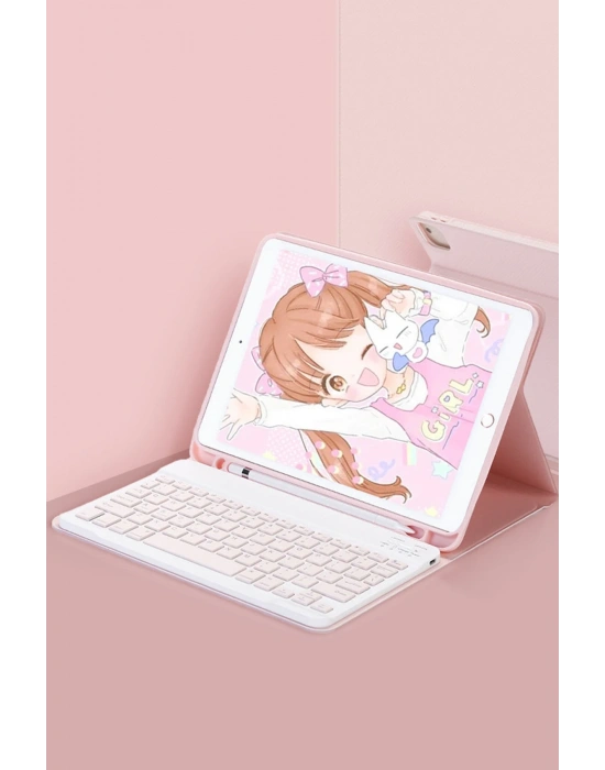 Newface Xiaomi Pad 6 Kılıf KC01 Smart Klavyeli Tablet Kılıfı - Pembe