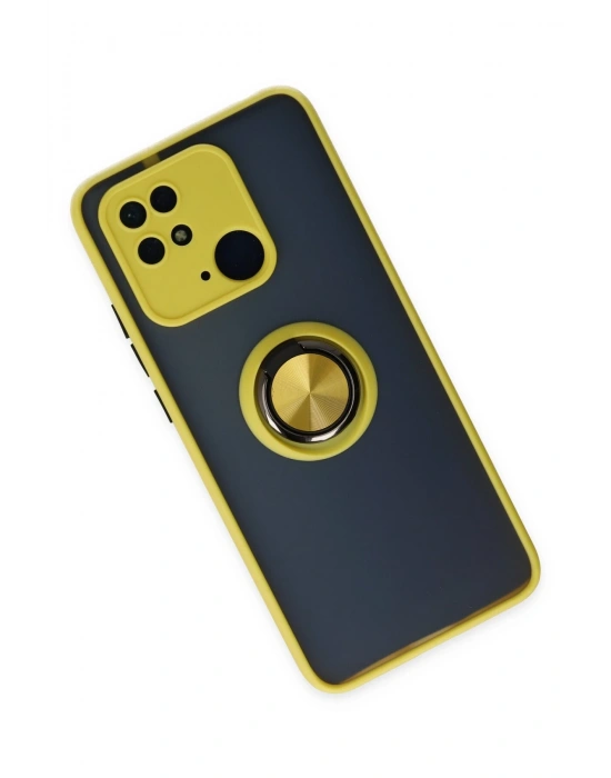 Newface Xiaomi Poco C40 Kılıf Montreal Yüzüklü Silikon Kapak - Sarı