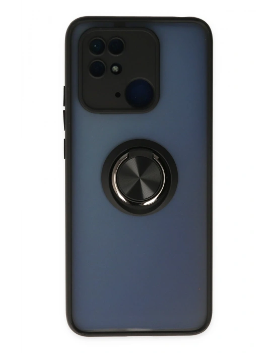 Newface Xiaomi Poco C40 Kılıf Montreal Yüzüklü Silikon Kapak - Siyah