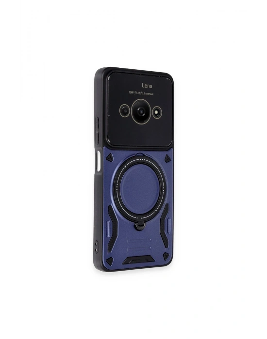 Newface Xiaomi Poco C61 Kılıf Joy Lens Standlı Kapak - Lacivert
