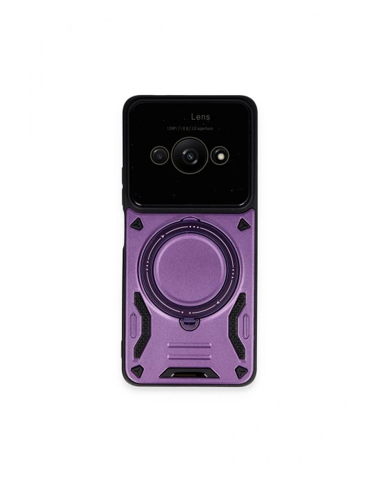 Newface Xiaomi Poco C61 Kılıf Joy Lens Standlı Kapak - Mor