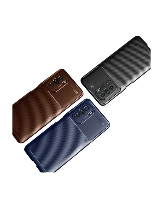 Newface Xiaomi Poco F3 Kılıf Auto Focus Karbon Kapak - Lacivert