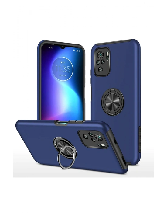 Newface Xiaomi Poco F3 Kılıf Elit Yüzüklü Kapak - Lacivert