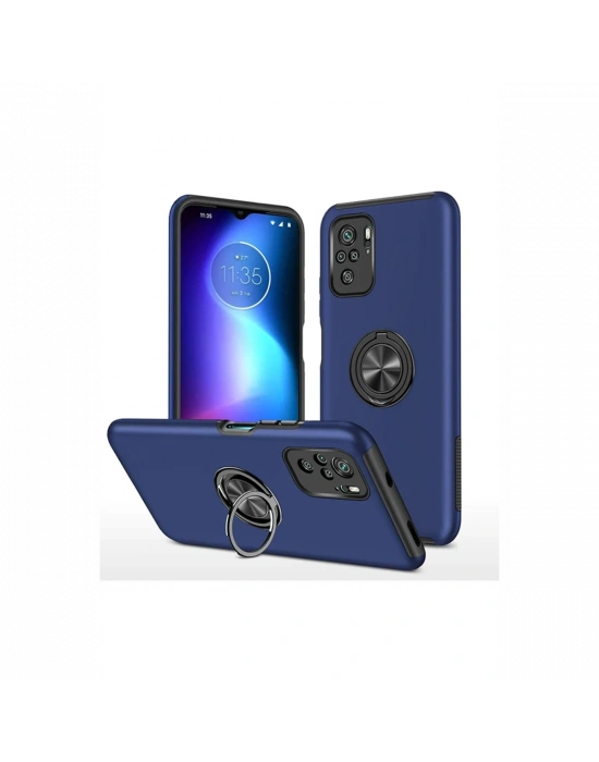 Newface Xiaomi Poco F3 Kılıf Elit Yüzüklü Kapak - Lacivert