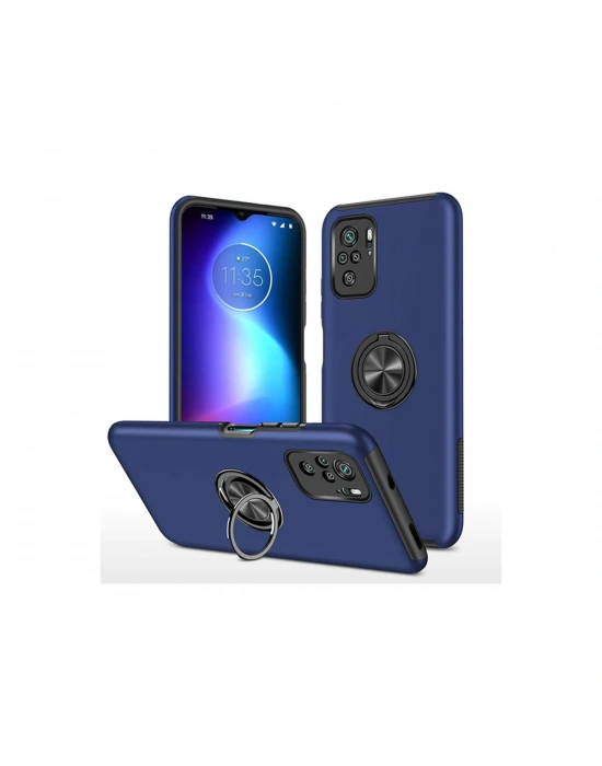 Newface Xiaomi Poco F3 Kılıf Elit Yüzüklü Kapak - Lacivert