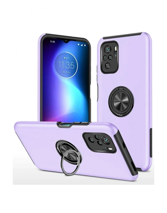 Newface Xiaomi Poco F3 Kılıf Elit Yüzüklü Kapak - Mor