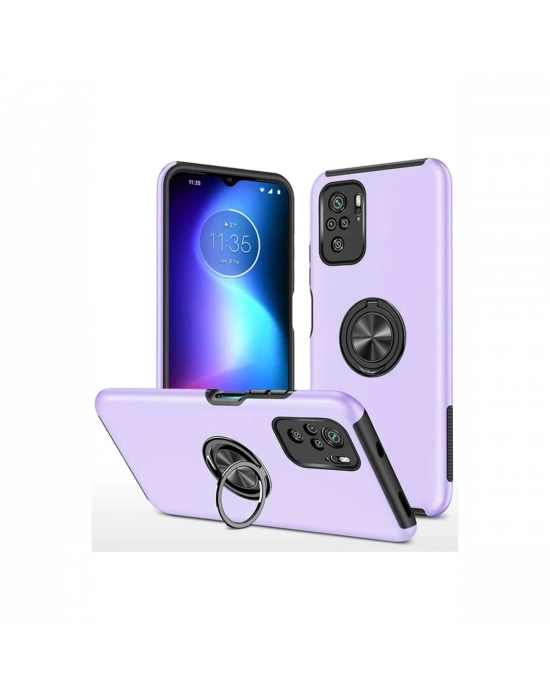 Newface Xiaomi Poco F3 Kılıf Elit Yüzüklü Kapak - Mor