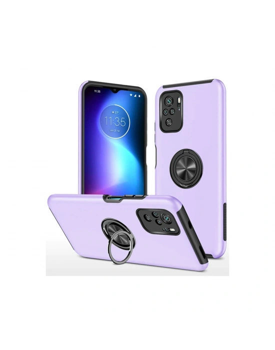 Newface Xiaomi Poco F3 Kılıf Elit Yüzüklü Kapak - Mor