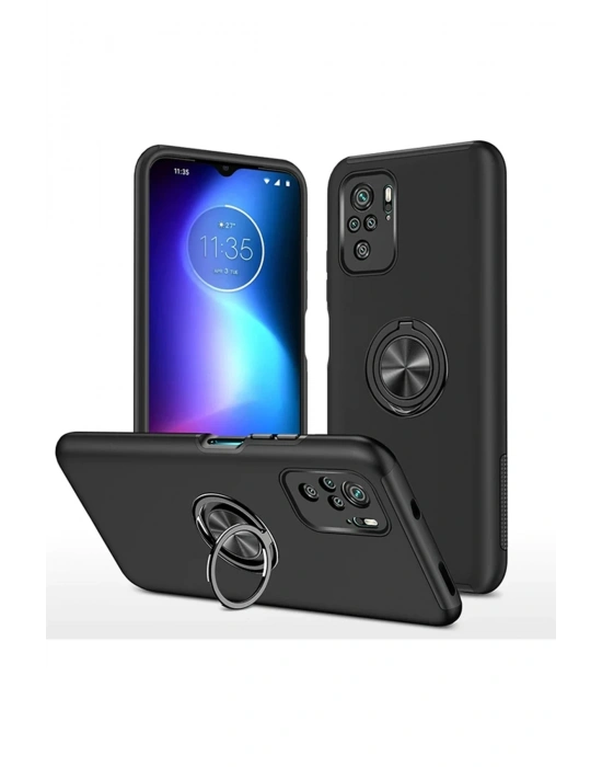 Newface Xiaomi Poco F3 Kılıf Elit Yüzüklü Kapak - Siyah