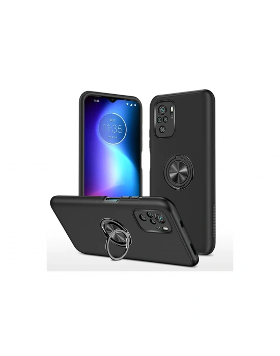 Newface Xiaomi Poco F3 Kılıf Elit Yüzüklü Kapak - Siyah