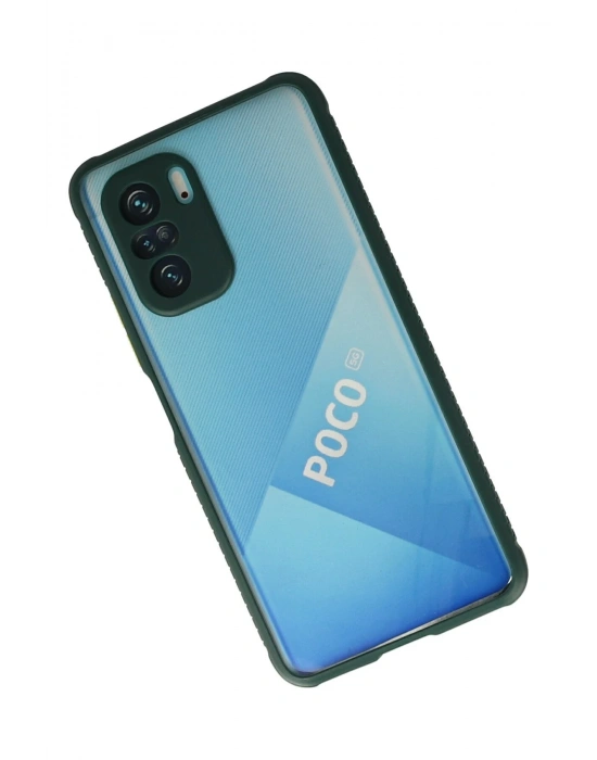 Newface Xiaomi Poco F3 Kılıf Miami Şeffaf Silikon - Koyu Yeşil