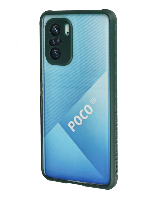 Newface Xiaomi Poco F3 Kılıf Miami Şeffaf Silikon - Koyu Yeşil