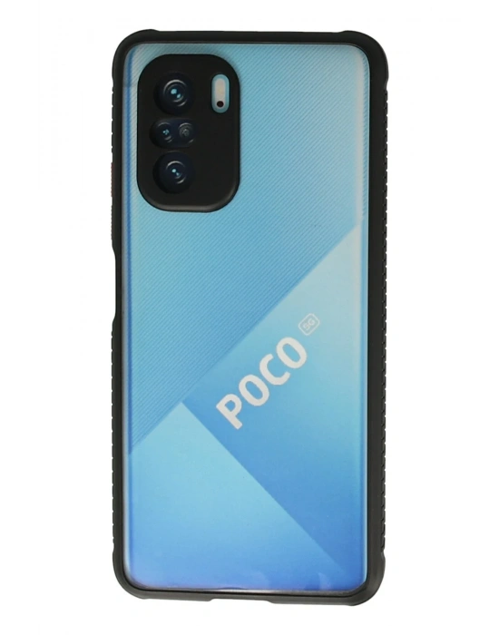 Newface Xiaomi Poco F3 Kılıf Miami Şeffaf Silikon - Siyah