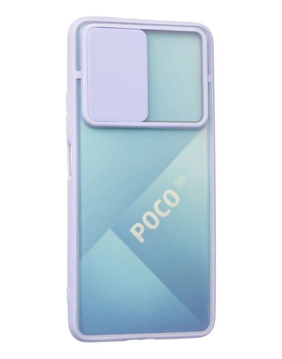 Newface Xiaomi Poco F3 Kılıf Palm Buzlu Kamera Sürgülü Silikon - Lila