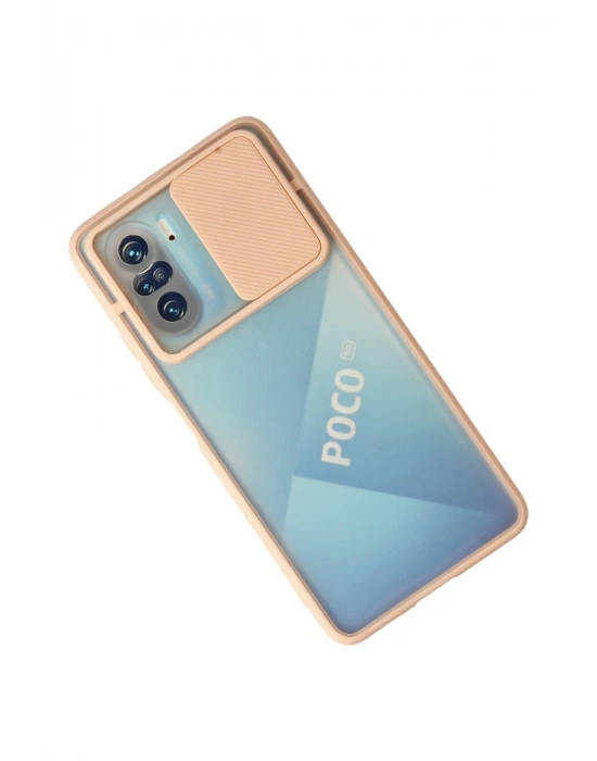 Newface Xiaomi Poco F3 Kılıf Palm Buzlu Kamera Sürgülü Silikon - Pembe