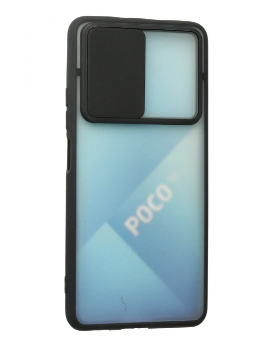 Newface Xiaomi Poco F3 Kılıf Palm Buzlu Kamera Sürgülü Silikon - Siyah