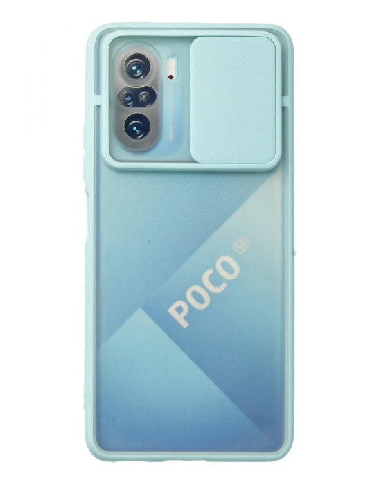 Newface Xiaomi Poco F3 Kılıf Palm Buzlu Kamera Sürgülü Silikon - Turkuaz