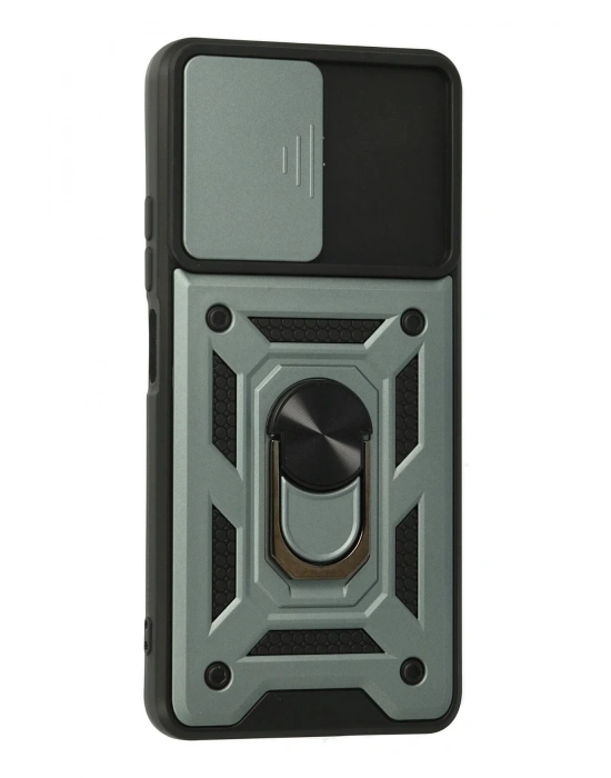 Newface Xiaomi Poco F3 Kılıf Pars Lens Yüzüklü Silikon - Yeşil