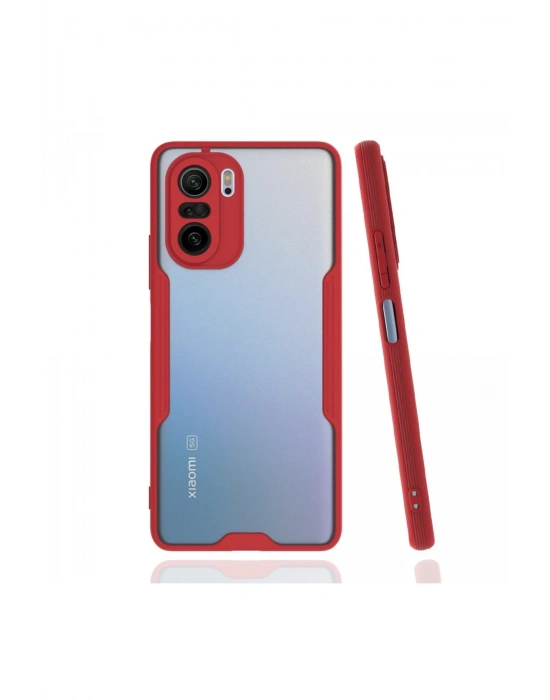 Newface Xiaomi Poco F3 Kılıf Platin Silikon - Kırmızı