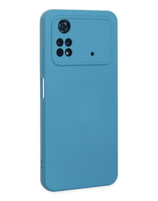 Newface Xiaomi Poco M4 Pro 4G Kılıf Nano içi Kadife Silikon - Mavi