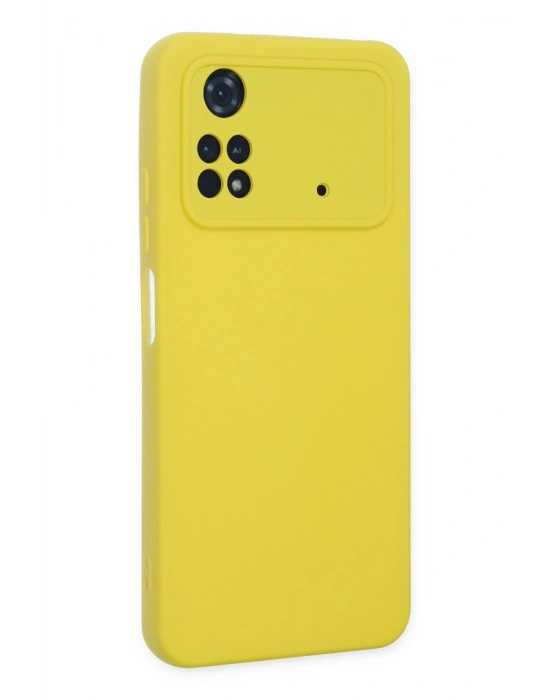 Newface Xiaomi Poco M4 Pro 4G Kılıf Nano içi Kadife Silikon - Sarı