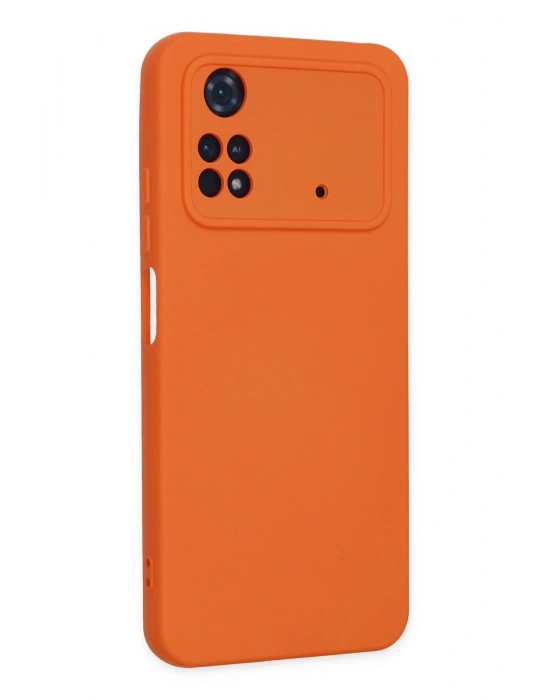 Newface Xiaomi Poco M4 Pro 4G Kılıf Nano içi Kadife Silikon - Turuncu