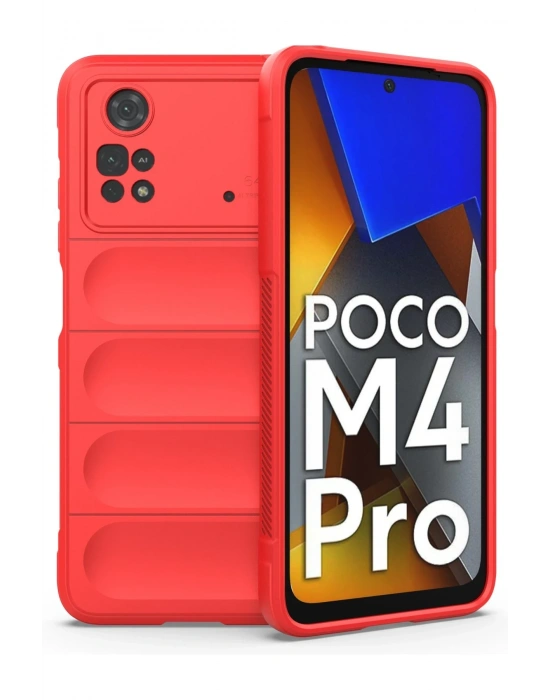 Newface Xiaomi Poco M4 Pro 4G Kılıf Optimum Silikon - Kırmızı