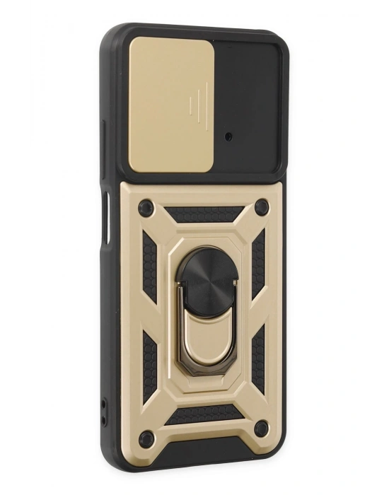 Newface Xiaomi Poco M4 Pro 4G Kılıf Pars Lens Yüzüklü Silikon - Gold