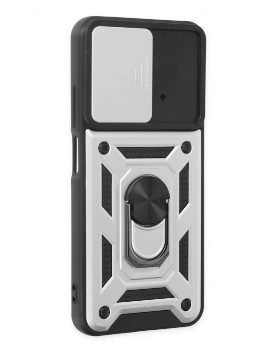 Newface Xiaomi Poco M4 Pro 4G Kılıf Pars Lens Yüzüklü Silikon - Gümüş