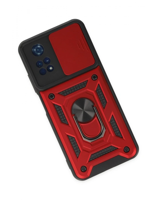 Newface Xiaomi Poco M4 Pro 4G Kılıf Pars Lens Yüzüklü Silikon - Kırmızı