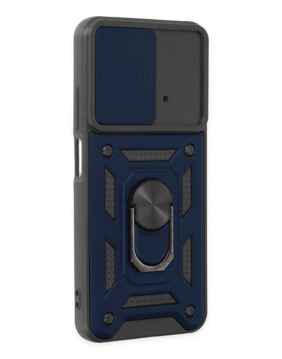 Newface Xiaomi Poco M4 Pro 4G Kılıf Pars Lens Yüzüklü Silikon - Lacivert