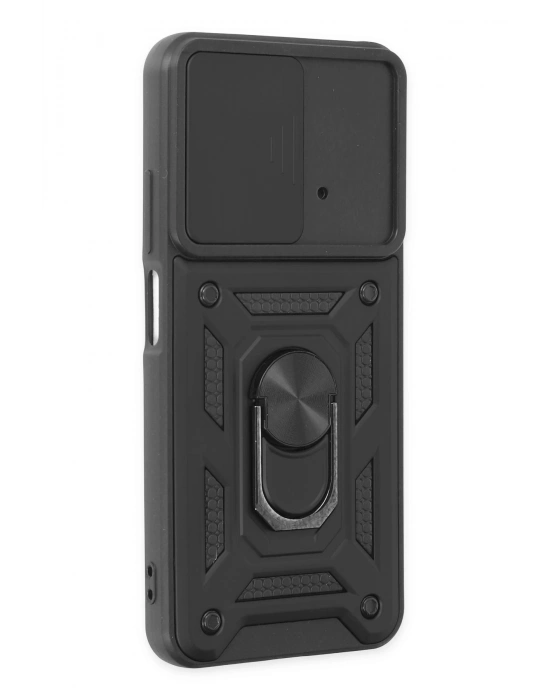 Newface Xiaomi Poco M4 Pro 4G Kılıf Pars Lens Yüzüklü Silikon - Siyah