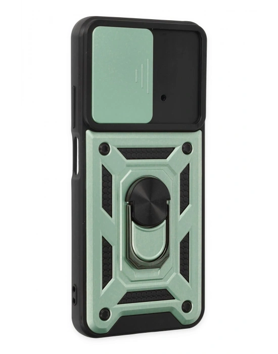 Newface Xiaomi Poco M4 Pro 4G Kılıf Pars Lens Yüzüklü Silikon - Yeşil