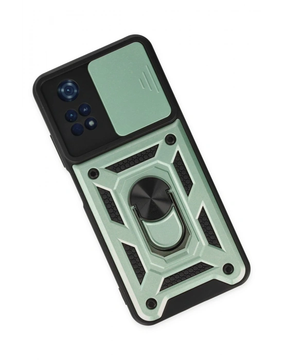 Newface Xiaomi Poco M4 Pro 4G Kılıf Pars Lens Yüzüklü Silikon - Yeşil