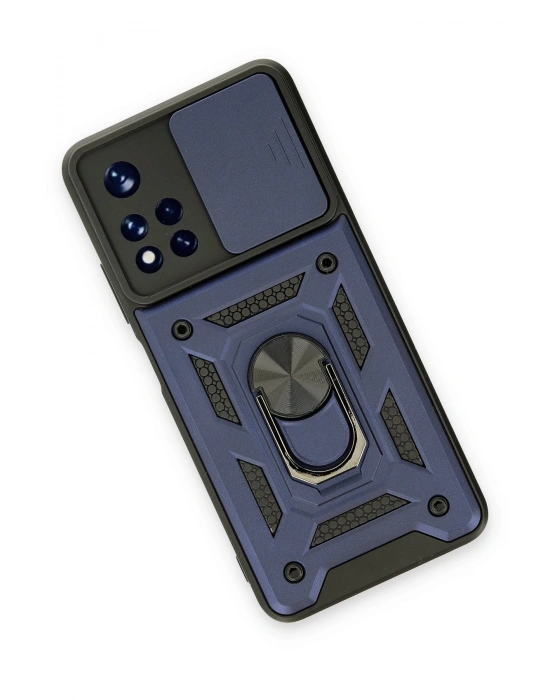 Newface Xiaomi Poco M4 Pro 5G Kılıf Pars Lens Yüzüklü Silikon - Lacivert