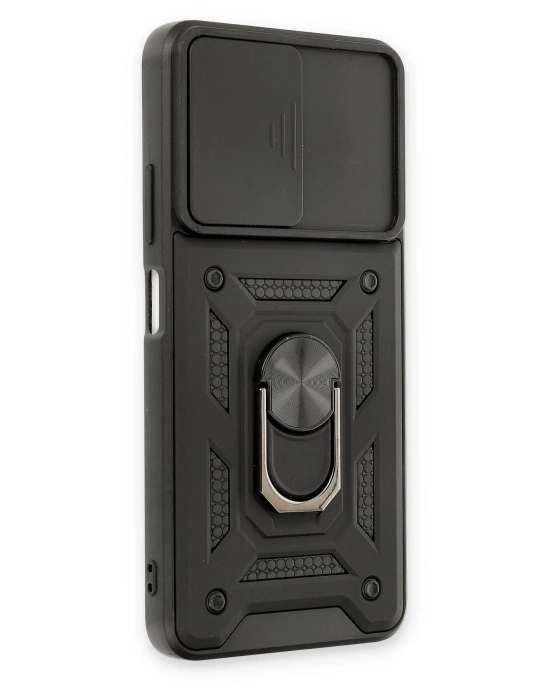 Newface Xiaomi Poco M4 Pro 5G Kılıf Pars Lens Yüzüklü Silikon - Siyah