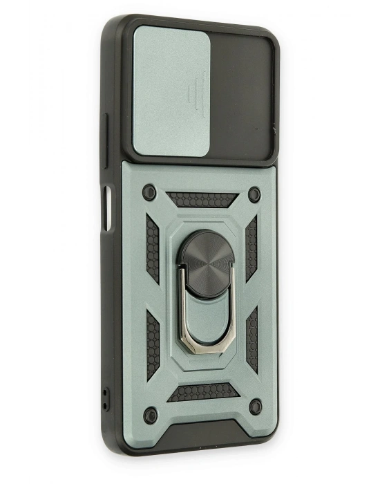 Newface Xiaomi Poco M4 Pro 5G Kılıf Pars Lens Yüzüklü Silikon - Yeşil