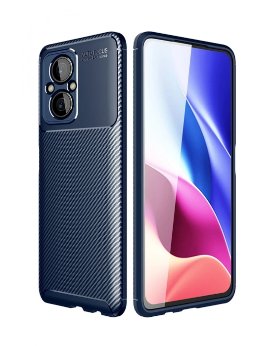 Newface Xiaomi Poco M5 Kılıf Auto Focus Karbon Kapak - Lacivert