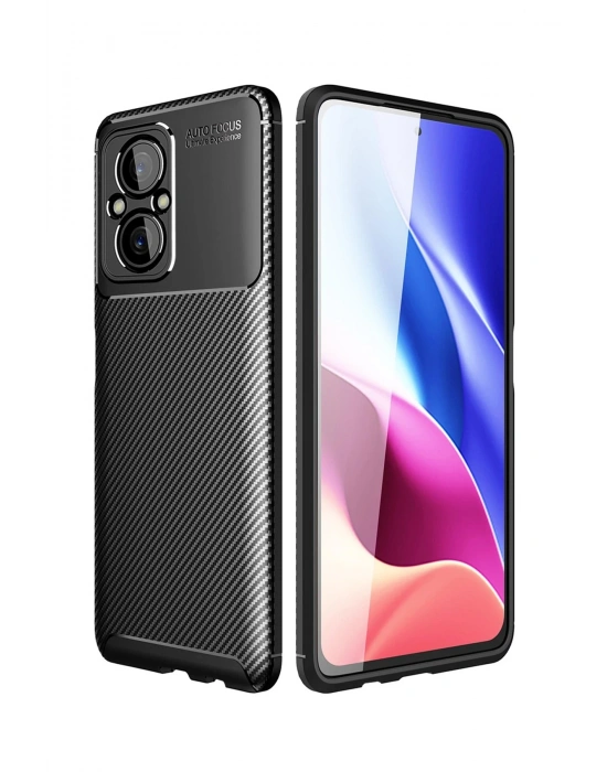 Newface Xiaomi Poco M5 Kılıf Auto Focus Karbon Kapak - Siyah