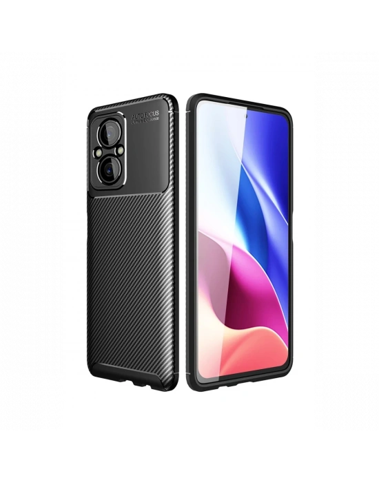 Newface Xiaomi Poco M5 Kılıf Auto Focus Karbon Kapak - Siyah