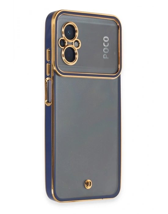 Newface Xiaomi Poco M5 Kılıf Liva Lens Silikon - Mavi