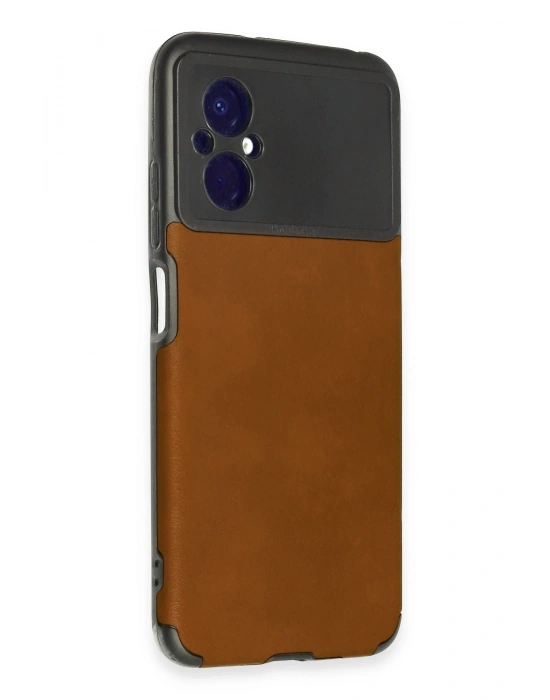 Newface Xiaomi Poco M5 Kılıf Loop Deri Silikon - Kahverengi